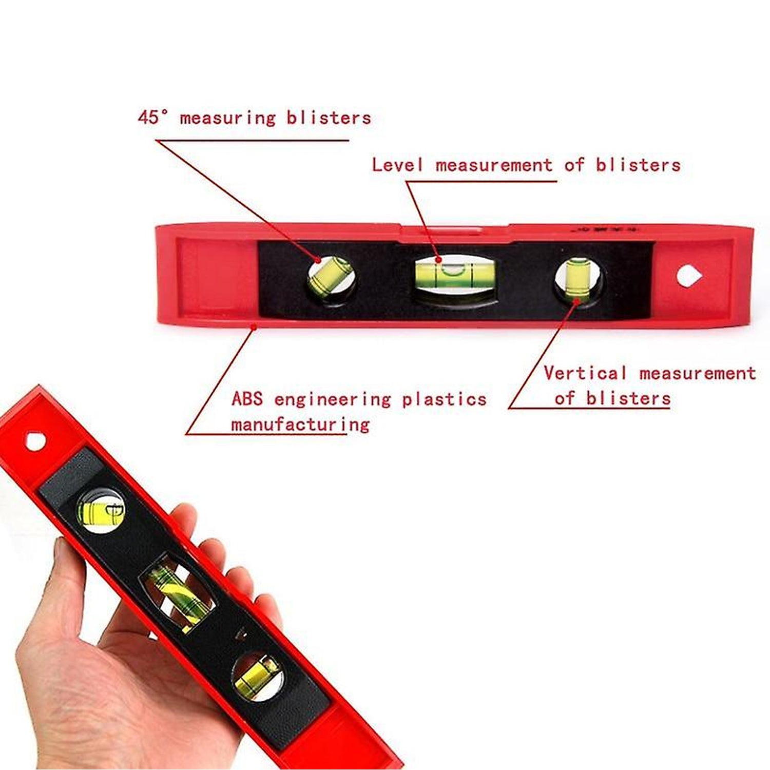 0411a 3 Bubble Mini Spirit Level Plastic Torpedo Carpenter's Spirit Level Measurement tools 0411a 3 Bubble Mini Spirit Level Plastic Torpedo Carpenter's Spirit Level Measurement tools